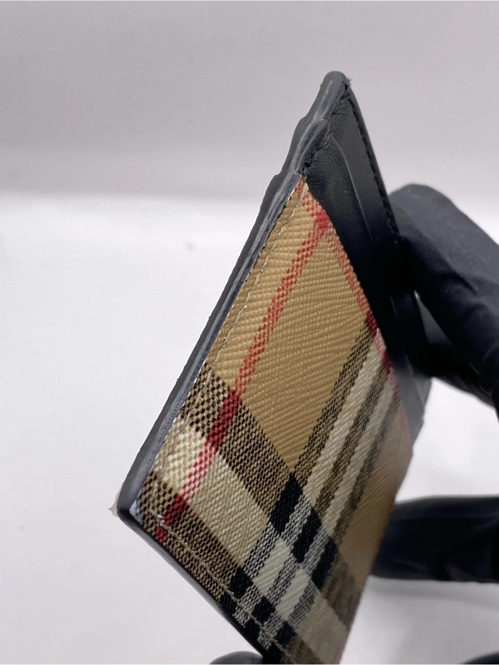 Burberry Black & Beige Vintage Check Card Holder